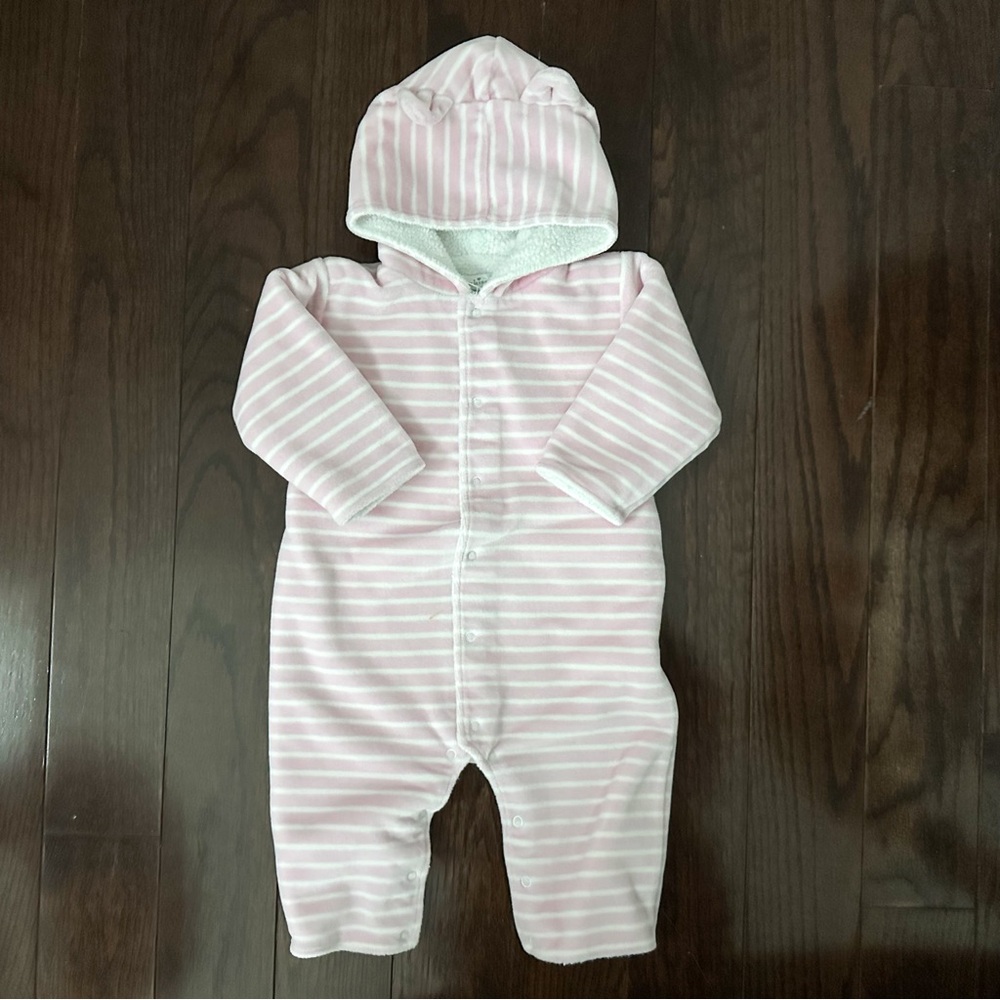 Kissy Kissy Pink and White Striped outfit 6-9m